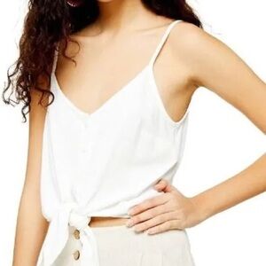 Women's White Tie-Front Top